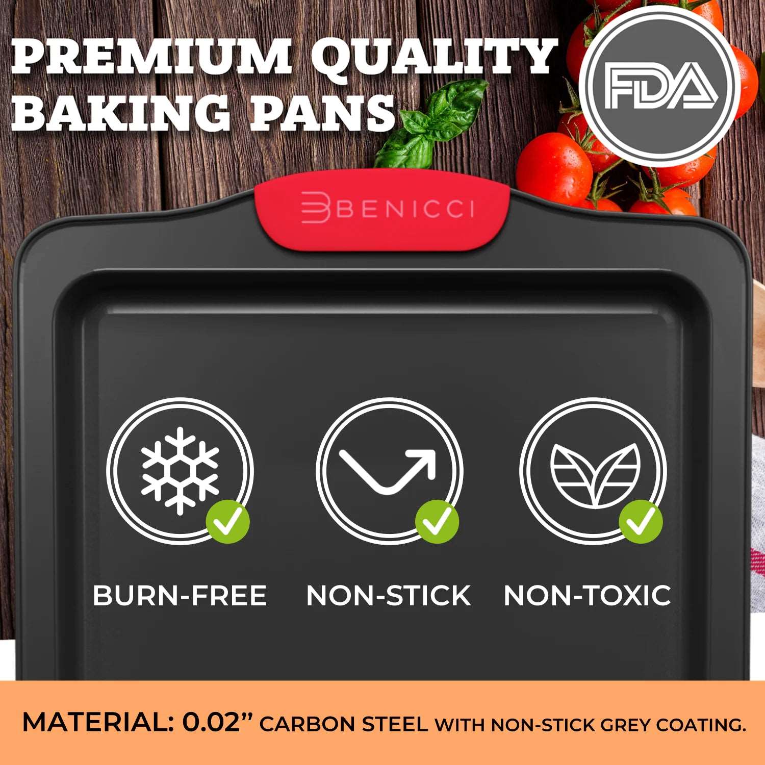 Premium Non-Stick Baking Pans Set of 4 - Heavy Duty & PBA Free Baking Pan Set w/ Cookie Baking Sheet, 12 Cup Muffin Tin, Square Pan, Round Cake Pan - Easy to Clean Bakeware Sets w/ Silicone Handles