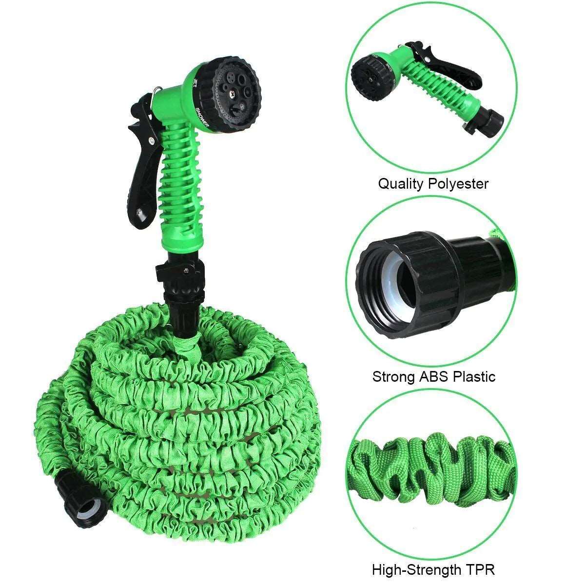 Expanding Expandable Flexible Garden Water Hose w Spray Nozzle 25, 50, 75, 100FT